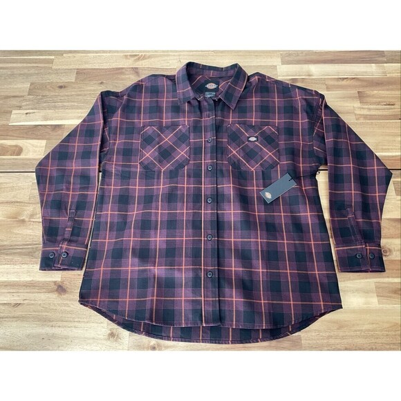 Dickies Tops - Dickies Bakerhill Oversized Button Up Long Sleeve Plaid Shirt Size Large NWT